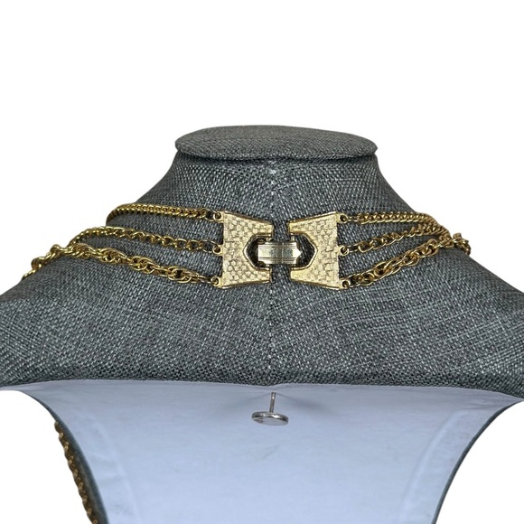 VINTAGE Gold Plated Multi Layered Chain Necklace - Picture 6 of 8